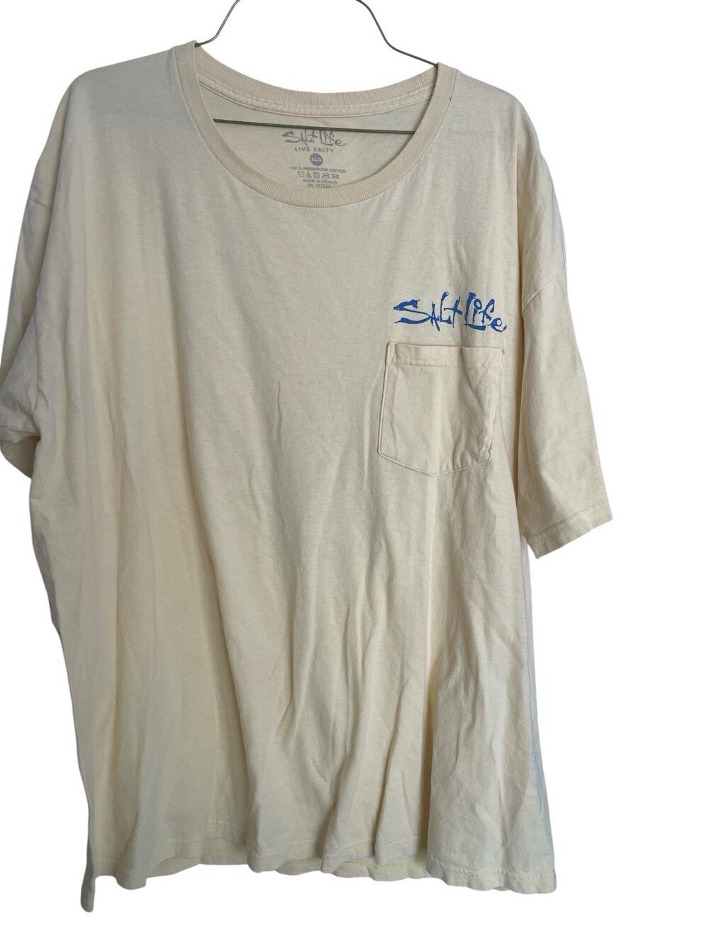 SALT LIFE SIZE XL YELLOW TEE SHIRT WITH FISH GRAPHIC ON BACK